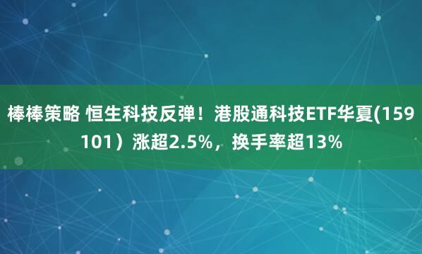 棒棒策略 恒生科技反弹！港股通科技ETF华夏(159101）涨超2.5%，换手率超13%